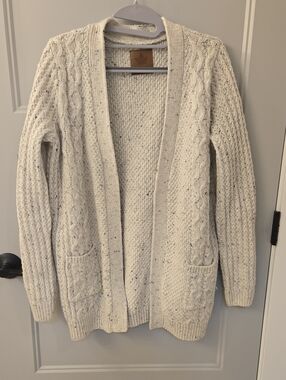Open-Front Cream Cable Knit Cardigan Sweater